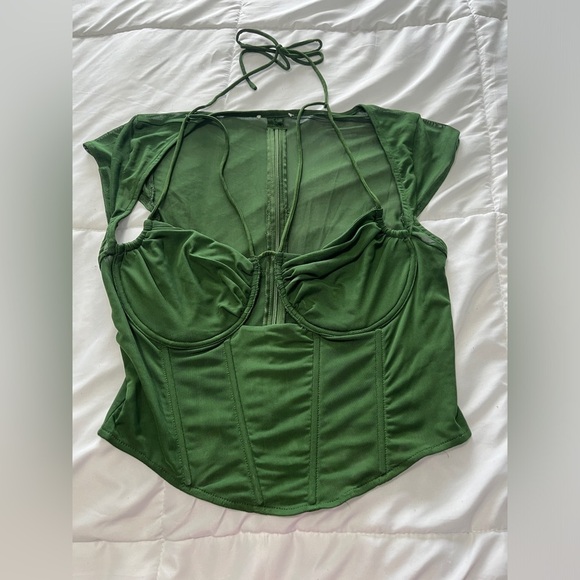 Fashion Nova Green Mesh Crop Top - Picture 3 of 5